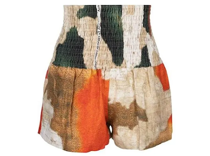 Acne Studios Pantalones cortos de lino con estampado de pared Natural Supreme de Acne Studios Multicolor 