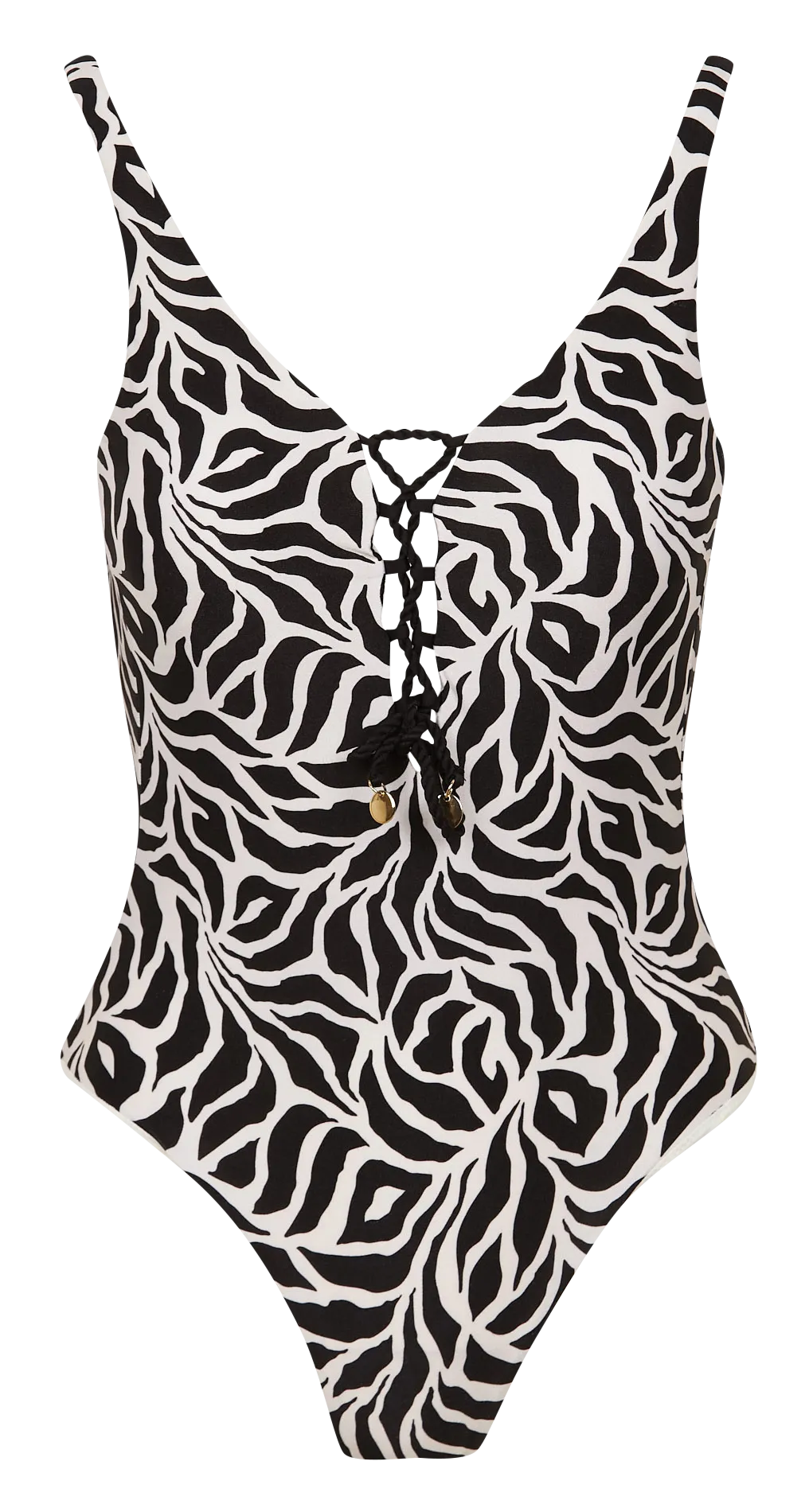 BANANA MOON NAPALI ZEBRAS  BAñADOR CON ESPALDA ESCOTADA Y ESTAMPADO DE CEBRA EN NEGRO