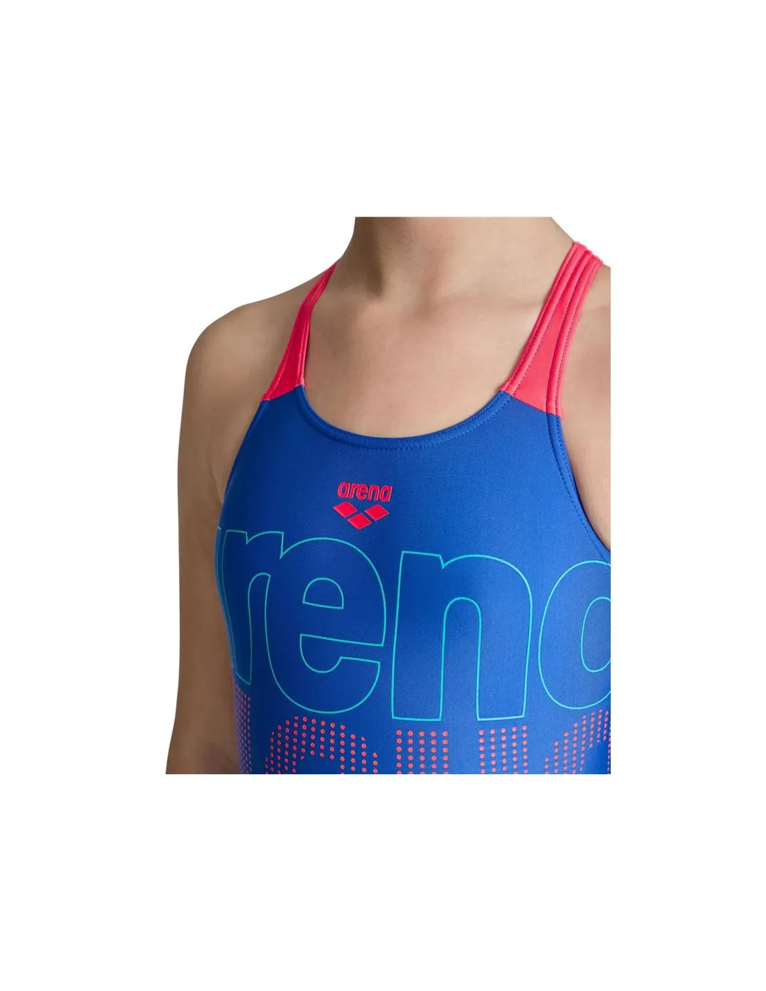 Bañador de Natación Arena Swimsuit V Back Graphic Royal/Fluo Red Infantil
