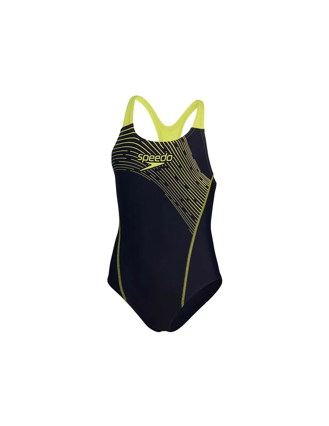 Bañador de Natación Speedo Medley Logo Medalist Niña Navy/Limón