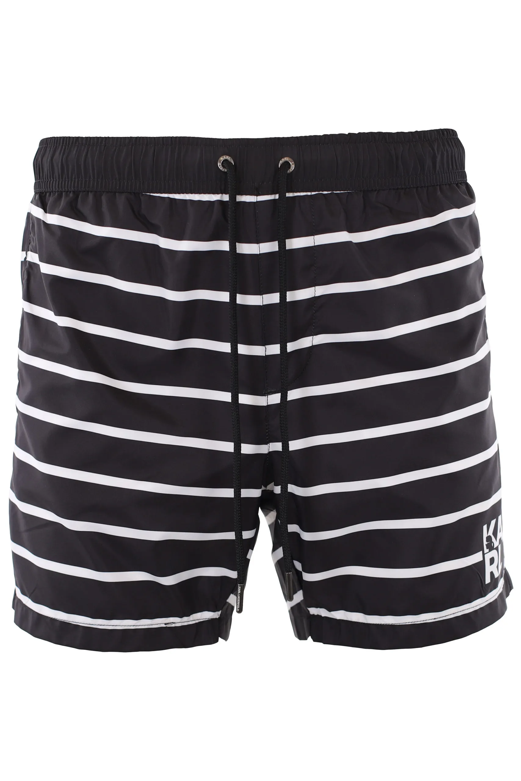 Bañador negro con líneas blancas y logo pequeño