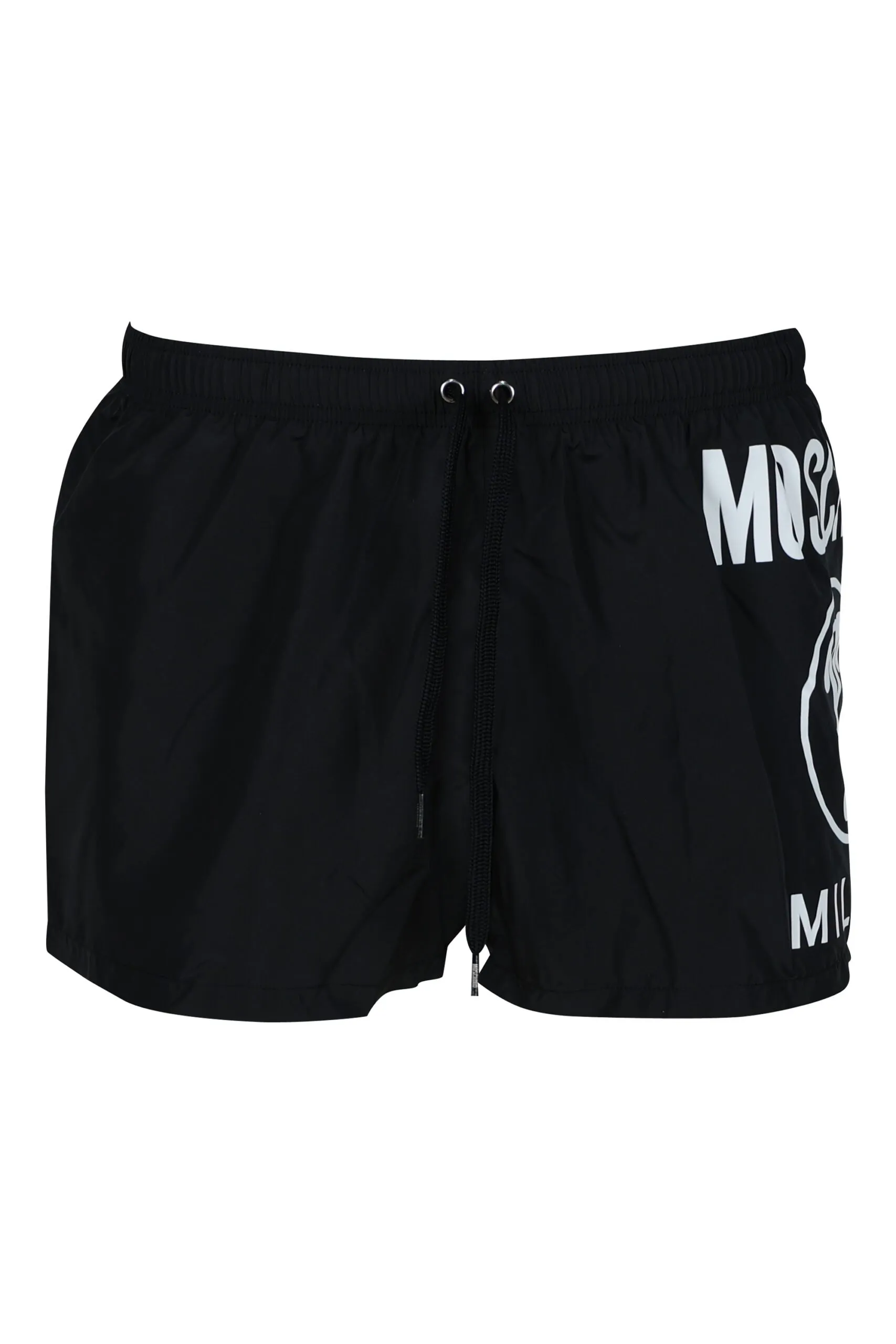 Bañador negro con maxilogo doble pregunta lateral