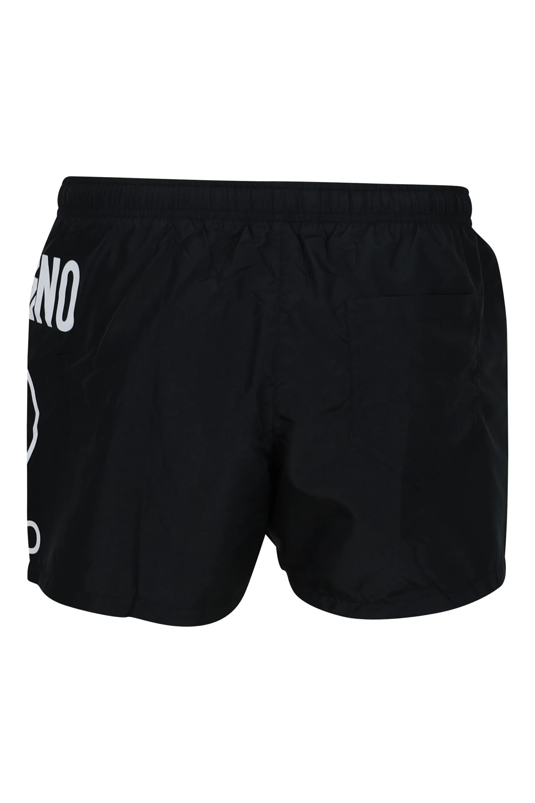 Bañador negro con maxilogo doble pregunta lateral
