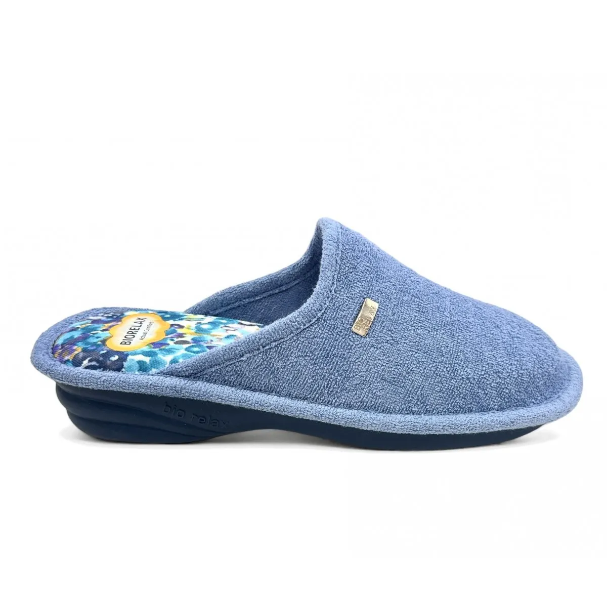 Biorelax zapatilla de casa cuña acolchada mujer azul 1820