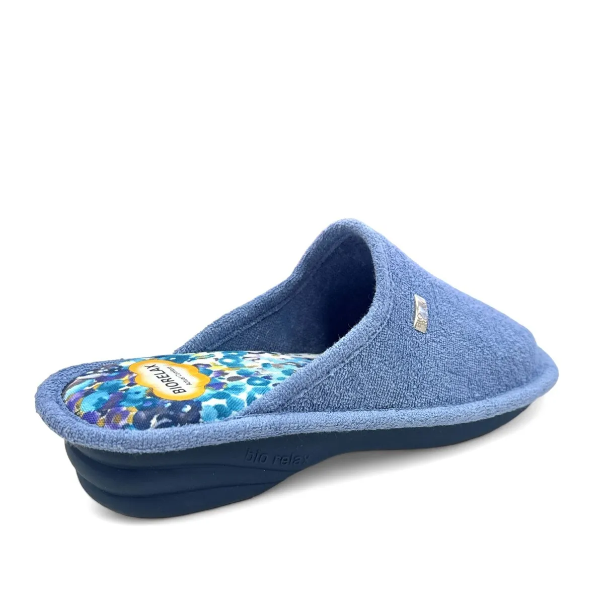 Biorelax zapatilla de casa cuña acolchada mujer azul 1820