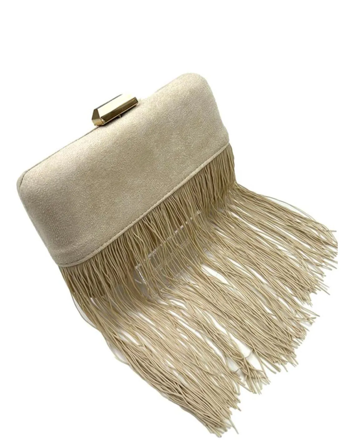 BOLSOS BEIGE CON FLECOS ESTILOSOS PARA INVITADAS DE BODAS