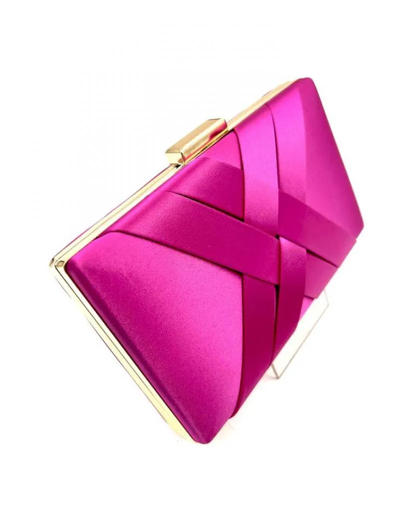 BOLSOS DE FIESTA BUGAMBILLA EN RASO CON DECORACION PLISADA