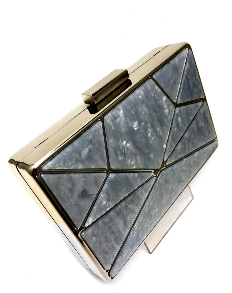BOLSOS DE FIESTA EN CAREY GRIS ANACARADO DISEÑO GEOMETRICO
