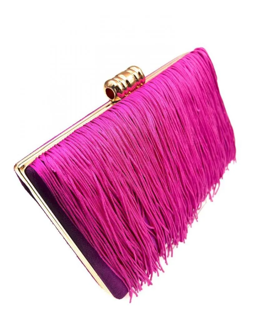 BOLSOS DE FIESTA FUCSIAS BUGAMBILIAS CON FLECOS PARA BODAS