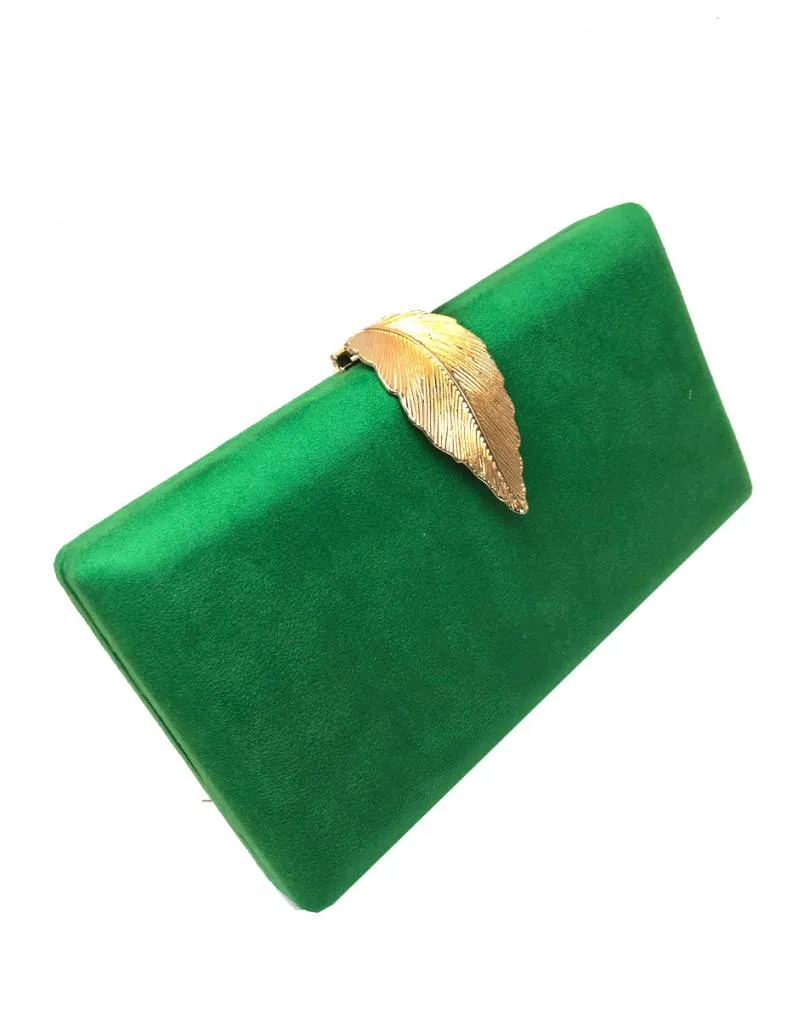 BOLSOS DE FIESTA VERDES CON PRECIOSO CIERRE DE HOJA
