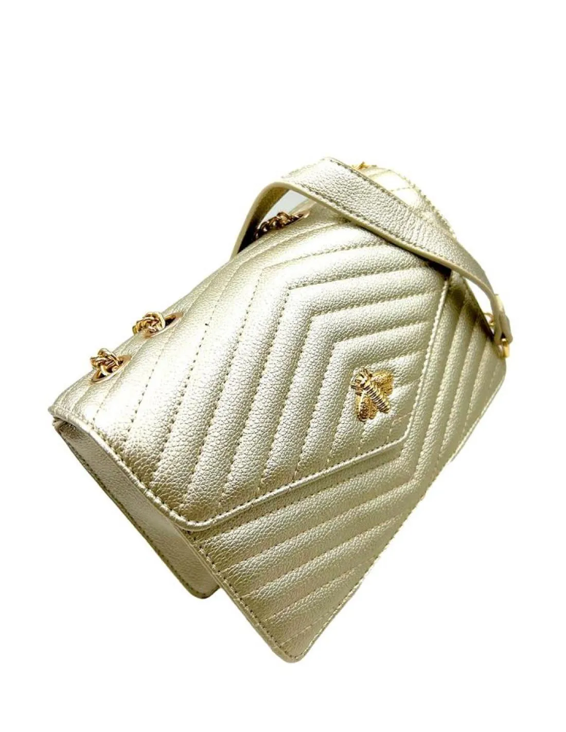 BOLSOS DORADOS ELEGANTES CON ABEJA DE DIA Y NOCHE