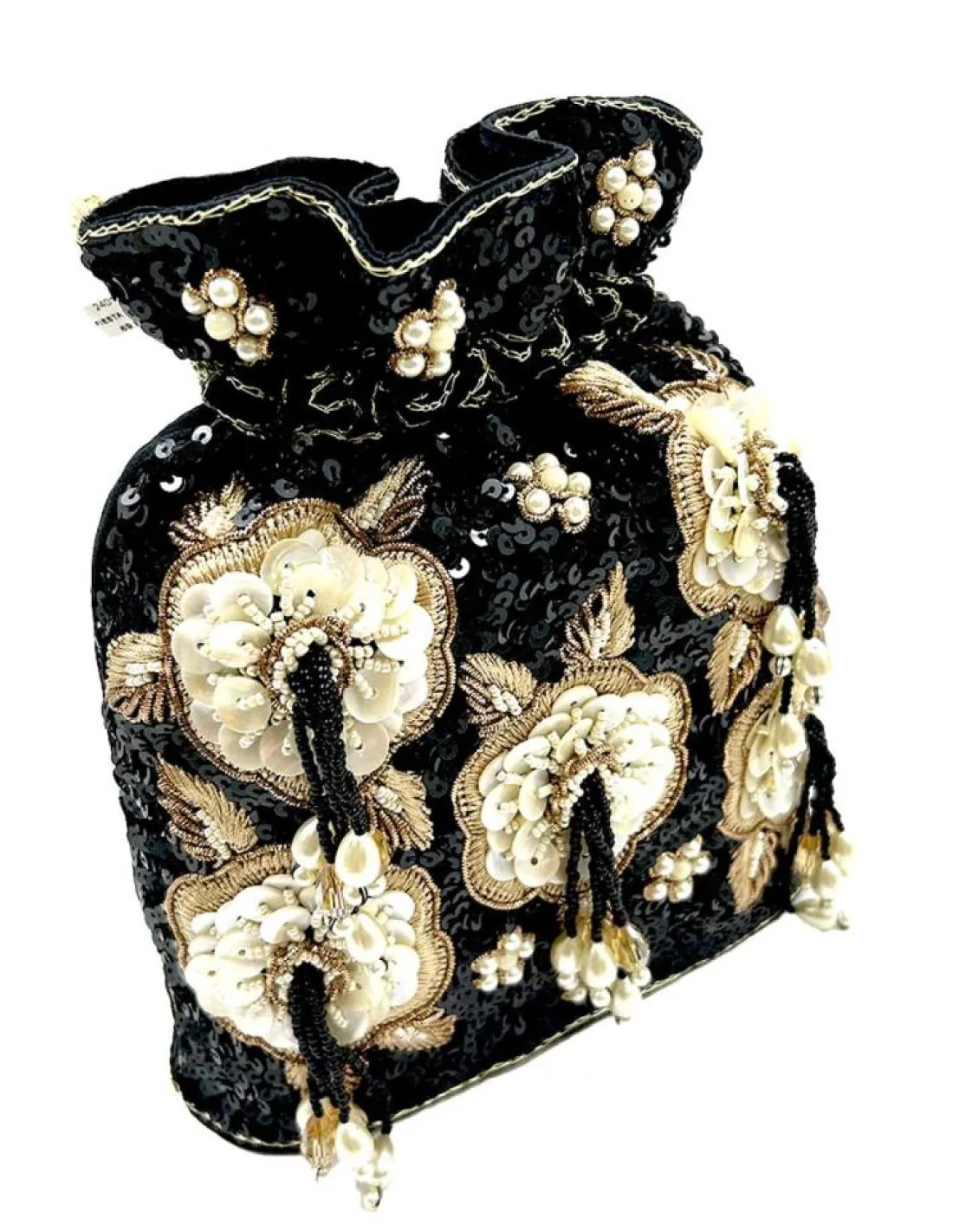 BOLSOS FIESTA NEGROS BOMBONERAS IDEALES PARA BODAS CON PERLITAS