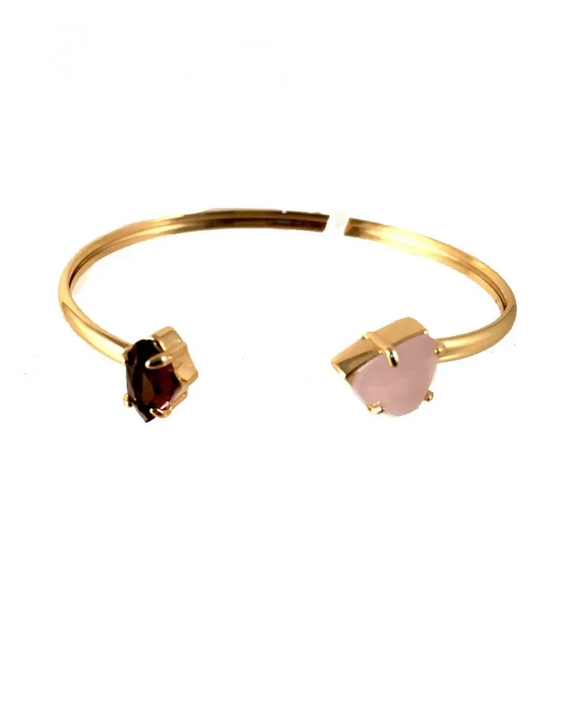 BONITAS PULSERAS ABIERTAS CON PIEDRAS DRUSAS EN DOS TONOS