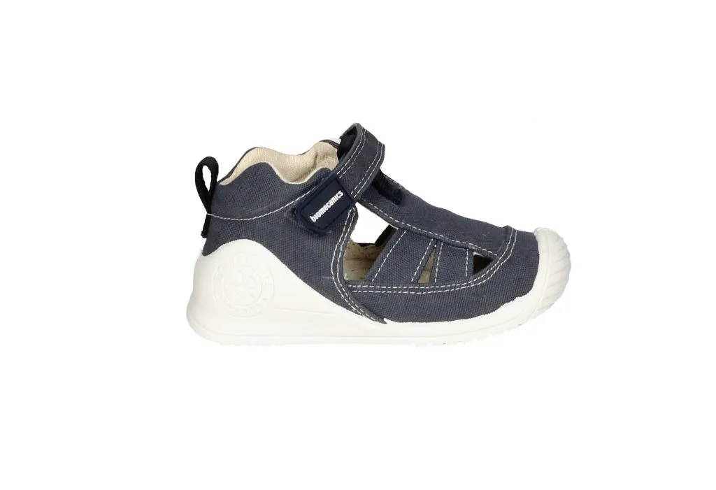 Bota Sandalia Lona Azul Marino Piso Blanco
