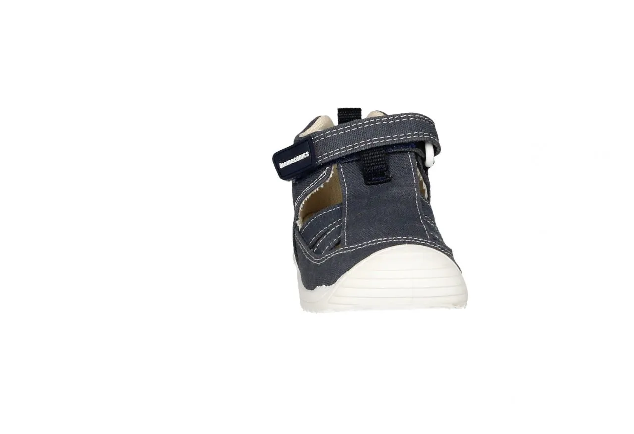 Bota Sandalia Lona Azul Marino Piso Blanco