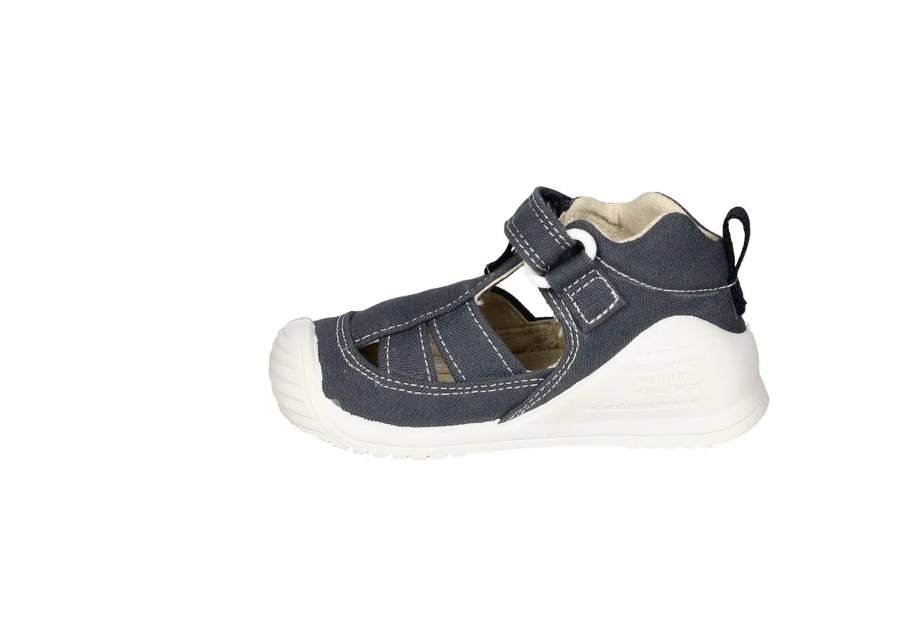 Bota Sandalia Lona Azul Marino Piso Blanco