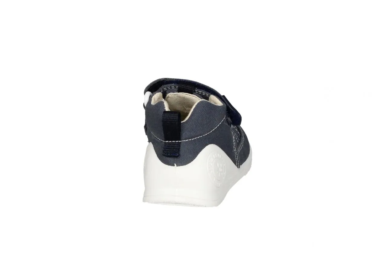 Bota Sandalia Lona Azul Marino Piso Blanco
