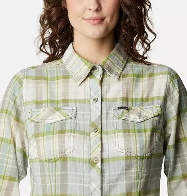 Camisa COLUMBIA de manga larga para mujer Camp Henry™ II Stone Green Plaid Ref. 1885535397 Cuadros verdes