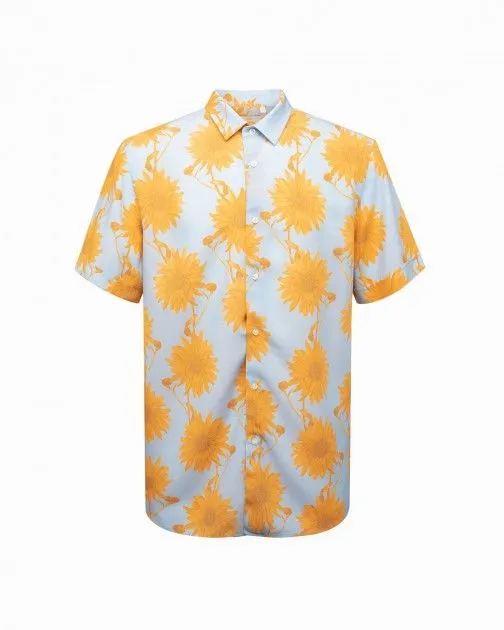 Camisa de manga corta Liu Jo P201 SUN FLOWER SHORT Azul
