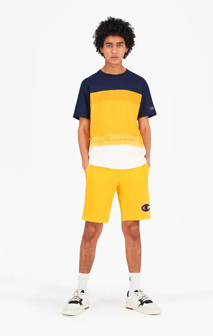 CAMISETA CHAMPION HOMBRE MANGA CORTA CUELLO REDONDO TOMBRÉ STRIPE TSHIRT BUTTERCUP YELLOW REF. 215948 AMARILLO/MARINO/BLANCO