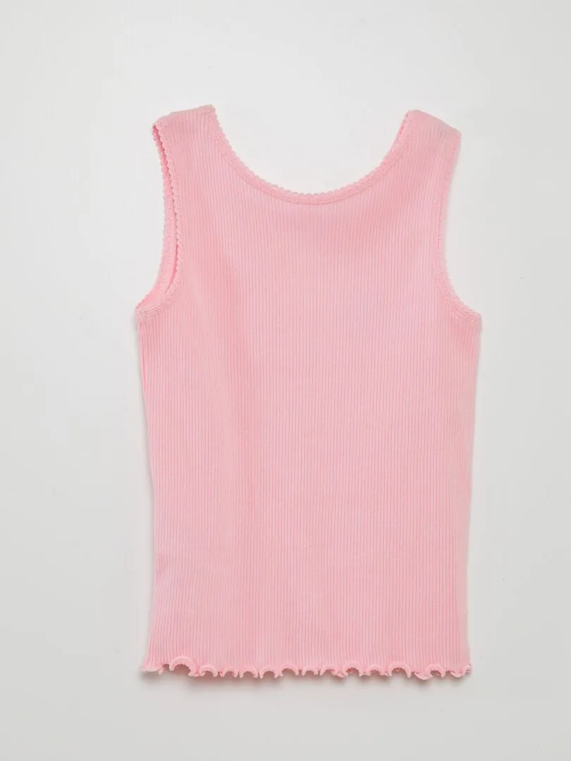 CAMISETA DE CANALé CON ACABADO DE ENCAJE Y VOLANTES  GRAFIK EDITION  ROSA