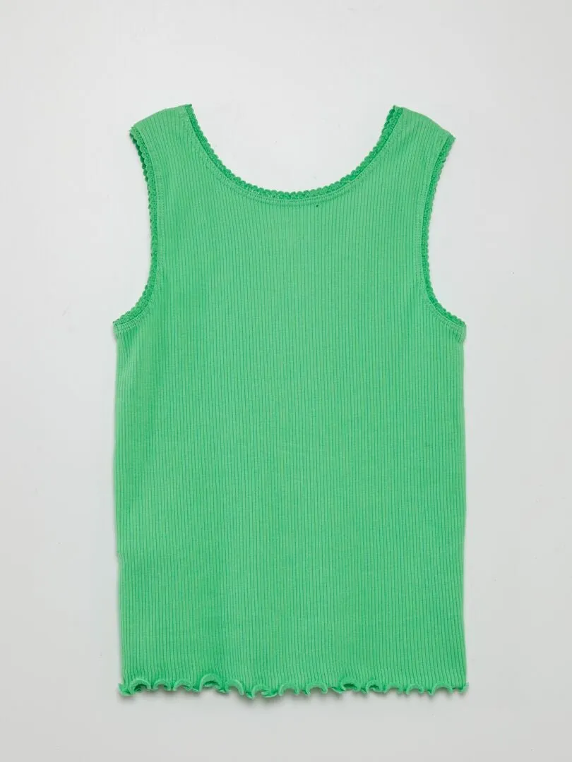CAMISETA DE CANALé CON ACABADO DE ENCAJE Y VOLANTES  GRAFIK EDITION  VERDE