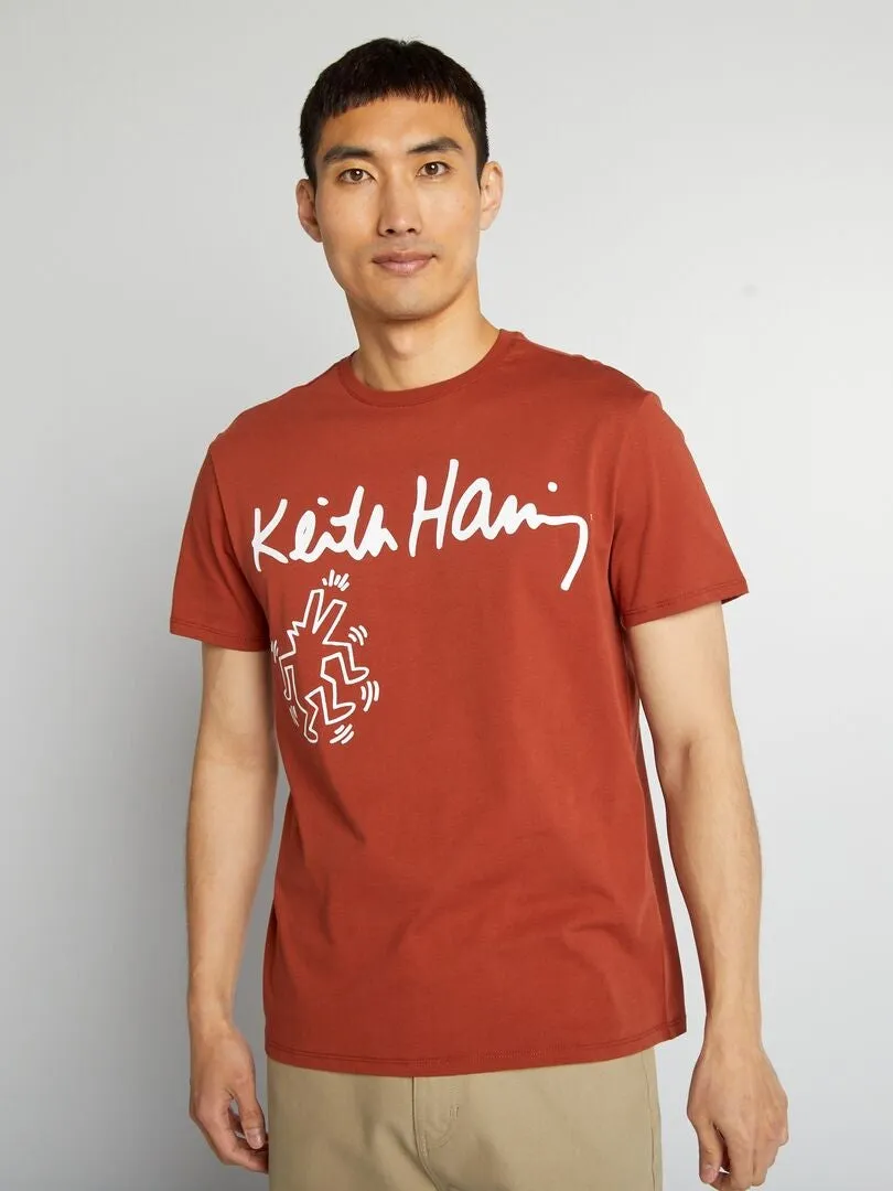 CAMISETA DE CUELLO REDONDO 'KEITH HARING'  MARRON