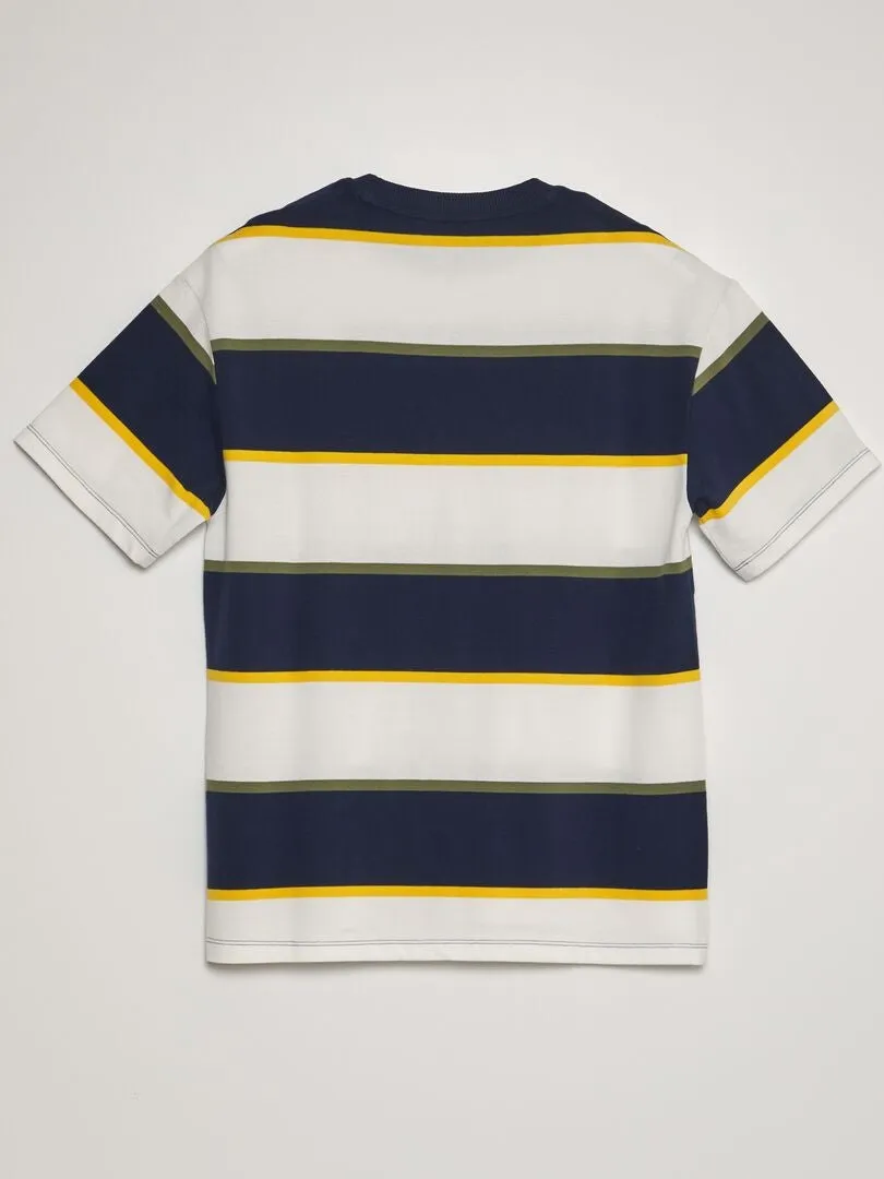 CAMISETA DE PIQUé DE ALGODóN A RAYAS  BLANCO