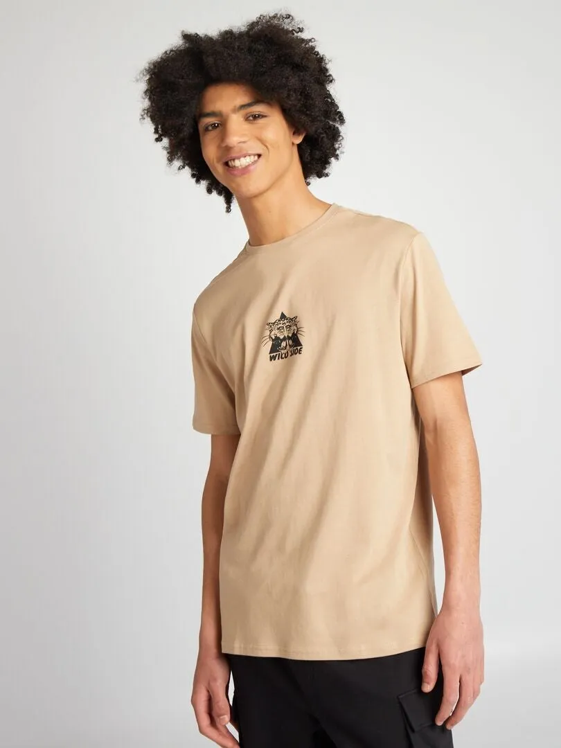 CAMISETA DE PUNTO CON CUELLO REDONDO  BEIGE