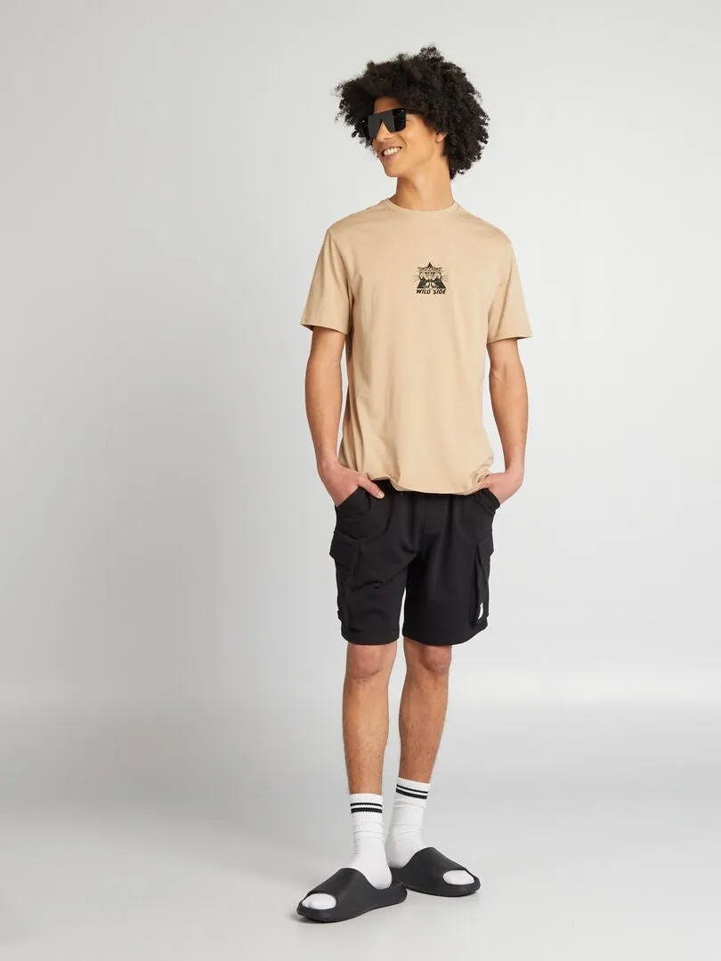 CAMISETA DE PUNTO CON CUELLO REDONDO  BEIGE
