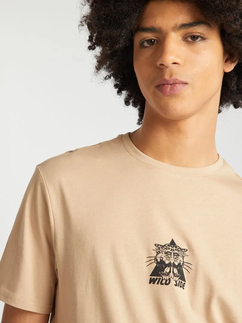 CAMISETA DE PUNTO CON CUELLO REDONDO  BEIGE