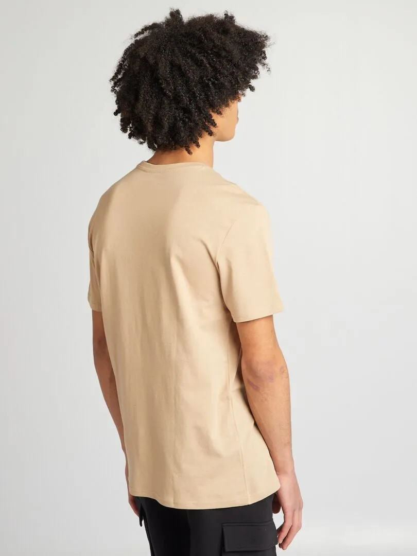 CAMISETA DE PUNTO CON CUELLO REDONDO  BEIGE