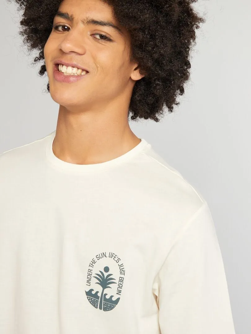 CAMISETA DE PUNTO CON CUELLO REDONDO  BLANCO