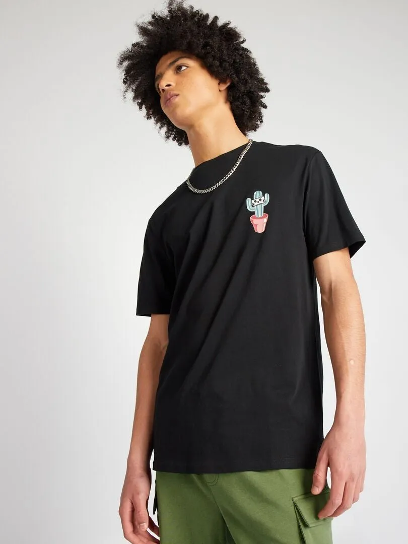 CAMISETA DE PUNTO CON CUELLO REDONDO  NEGRO