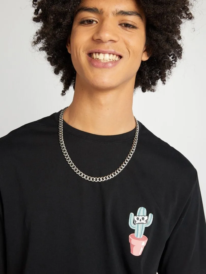 CAMISETA DE PUNTO CON CUELLO REDONDO  NEGRO
