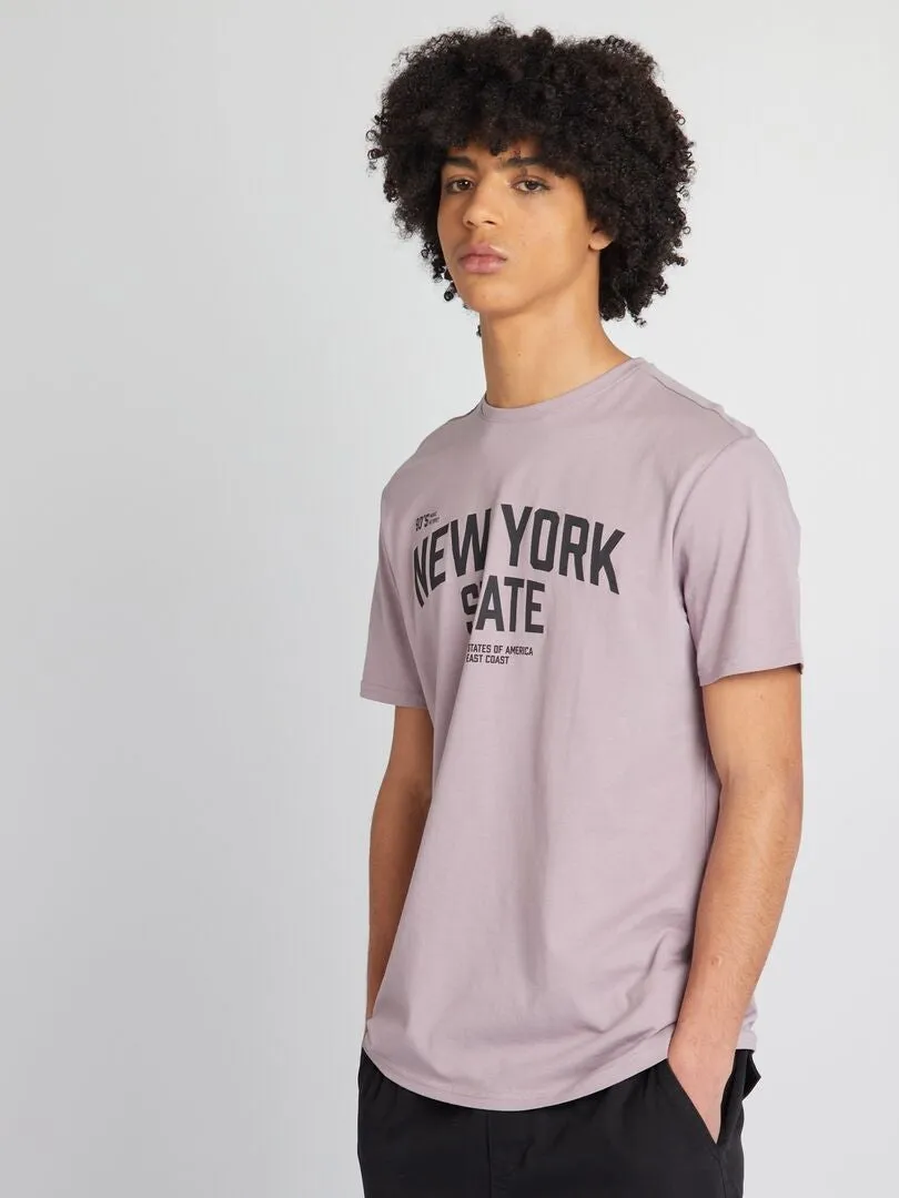 CAMISETA DE PUNTO CON CUELLO REDONDO  PURPURA