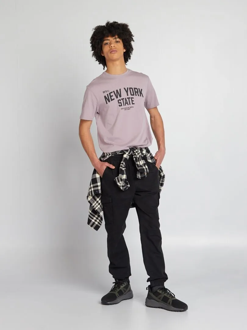 CAMISETA DE PUNTO CON CUELLO REDONDO  PURPURA