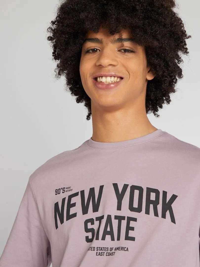 CAMISETA DE PUNTO CON CUELLO REDONDO  PURPURA