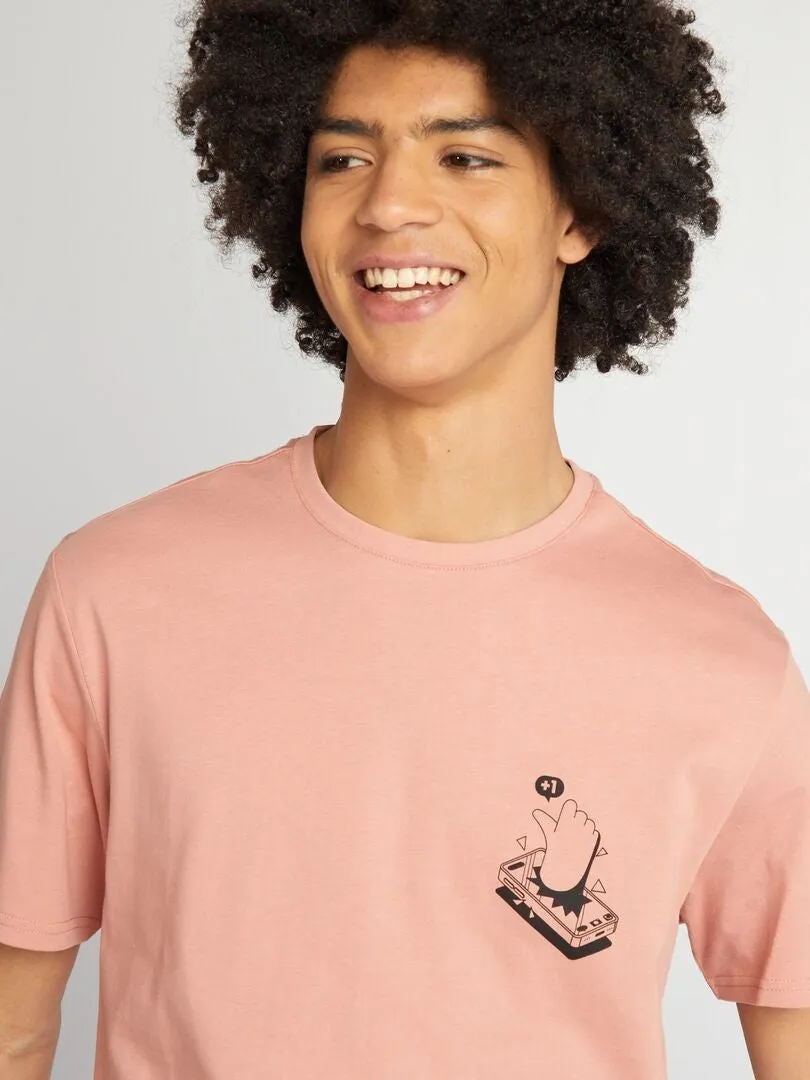 CAMISETA DE PUNTO CON CUELLO REDONDO  ROSA