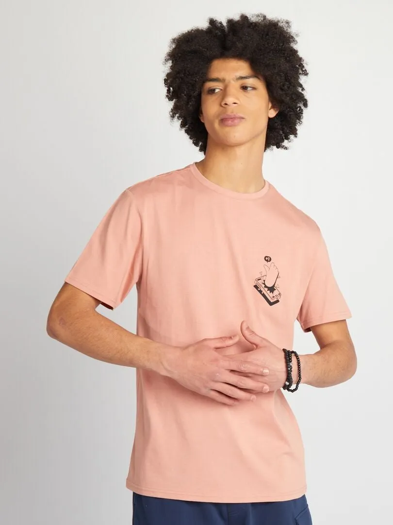 CAMISETA DE PUNTO CON CUELLO REDONDO  ROSA