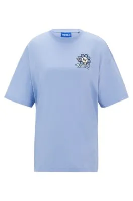 Camiseta de punto de algodón con estampados gráficos de temporada
