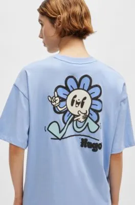 Camiseta de punto de algodón con estampados gráficos de temporada