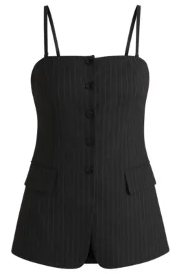Camiseta de tirantes de sastrería regular fit en tejido elástico con raya diplomática