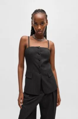 Camiseta de tirantes de sastrería regular fit en tejido elástico con raya diplomática