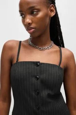 Camiseta de tirantes de sastrería regular fit en tejido elástico con raya diplomática