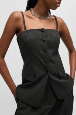 Camiseta de tirantes de sastrería regular fit en tejido elástico con raya diplomática