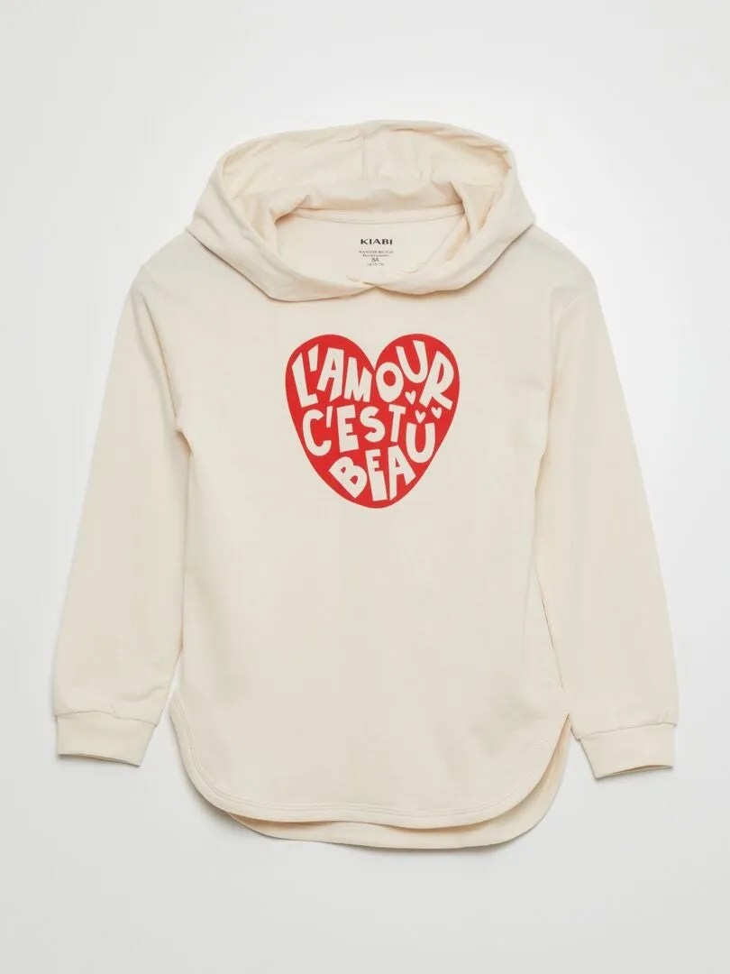 CAMISETA ESTAMPADA CON CAPUCHA  BLANCO