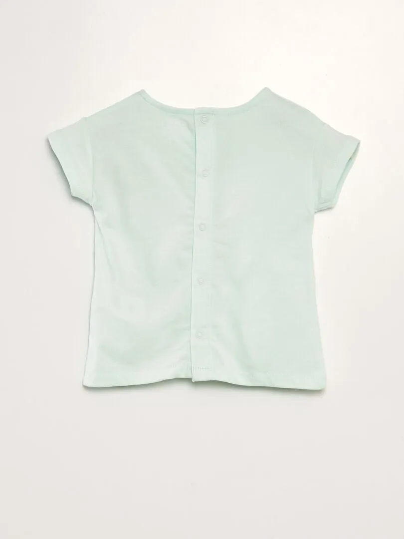 CAMISETA ESTAMPADA 'HELADO' + ADORNO CON RELIEVE DE CRESPóN  VERDE