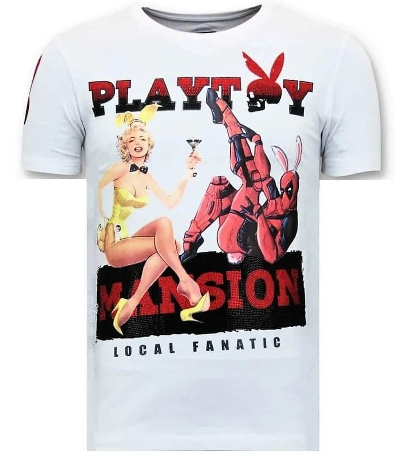 CAMISETA EXCLUSIVA DE LOS HOMBRES  LA PLAYTOY MANSIóN  BLANCO