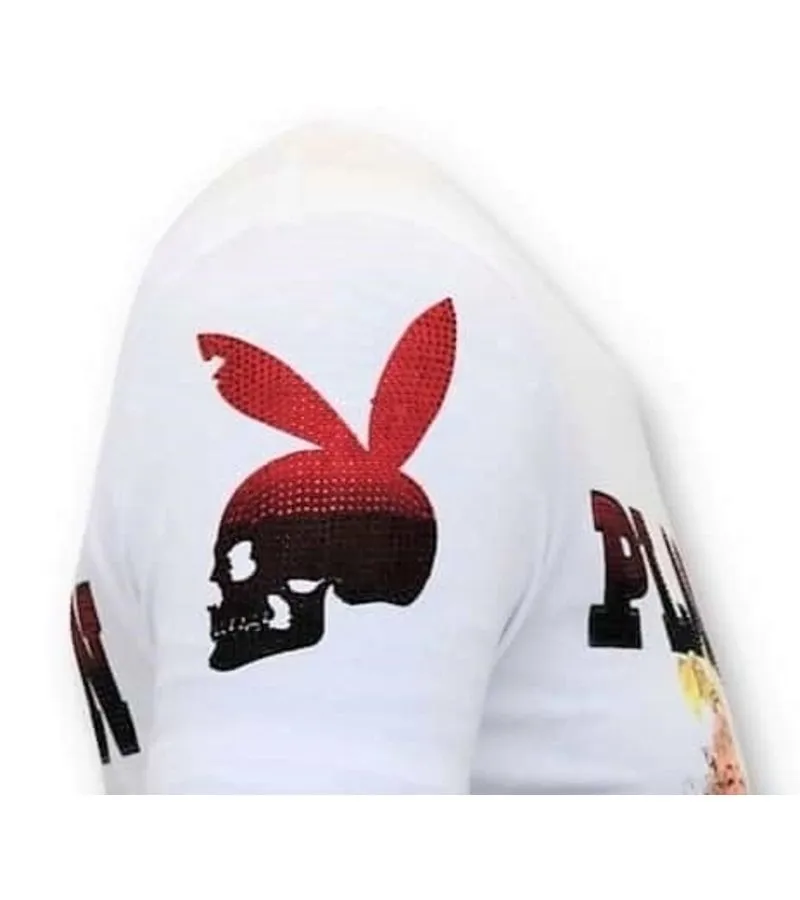CAMISETA EXCLUSIVA DE LOS HOMBRES  LA PLAYTOY MANSIóN  BLANCO